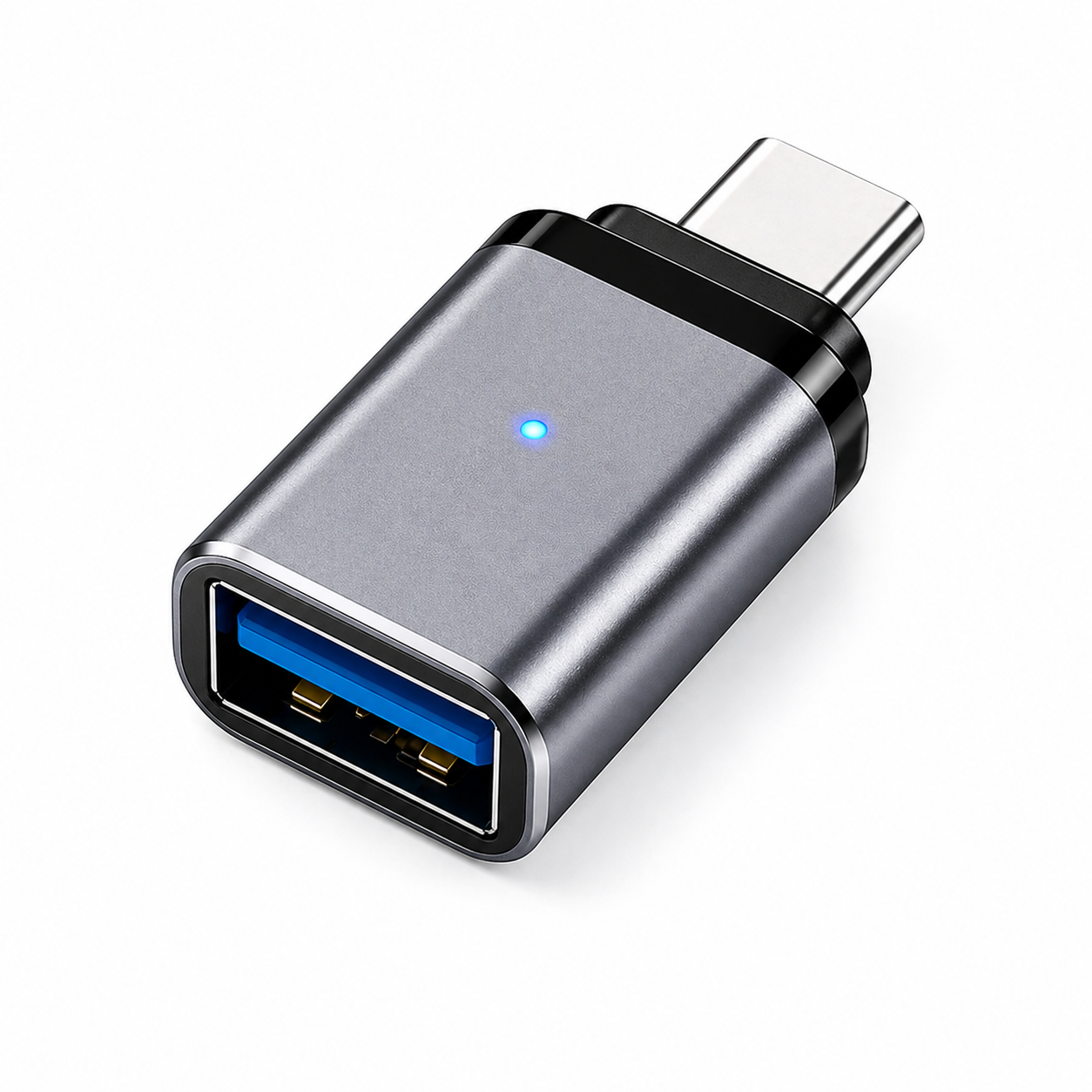 Adaptador OTG USB-C a USB 3.0 con Luz Indicadora LED – Compatible con MacBook, Samsung, Xiaomi, Huawei y más
