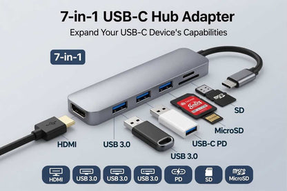 Hub USB-C 6 en 1 con HDMI 4K | Carga Rápida y Multiconexión para MacBook, iPad y Laptop