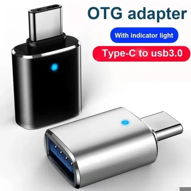Adaptador OTG USB-C a USB 3.0 con Luz Indicadora LED – Compatible con MacBook, Samsung, Xiaomi, Huawei y más