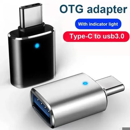 Adaptador OTG USB-C a USB 3.0 con Luz Indicadora LED – Compatible con MacBook, Samsung, Xiaomi, Huawei y más