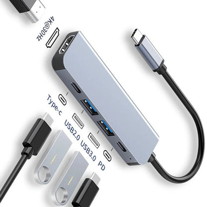 Hub USB-C 6 en 1 con HDMI 4K | Carga Rápida y Multiconexión para MacBook, iPad y Laptop
