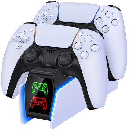 Cargador Doble RGB para Mandos PS5 – Base de Carga Rápida
