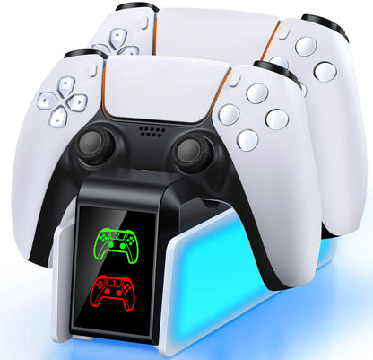 Cargador Doble RGB para Mandos PS5 – Base de Carga Rápida