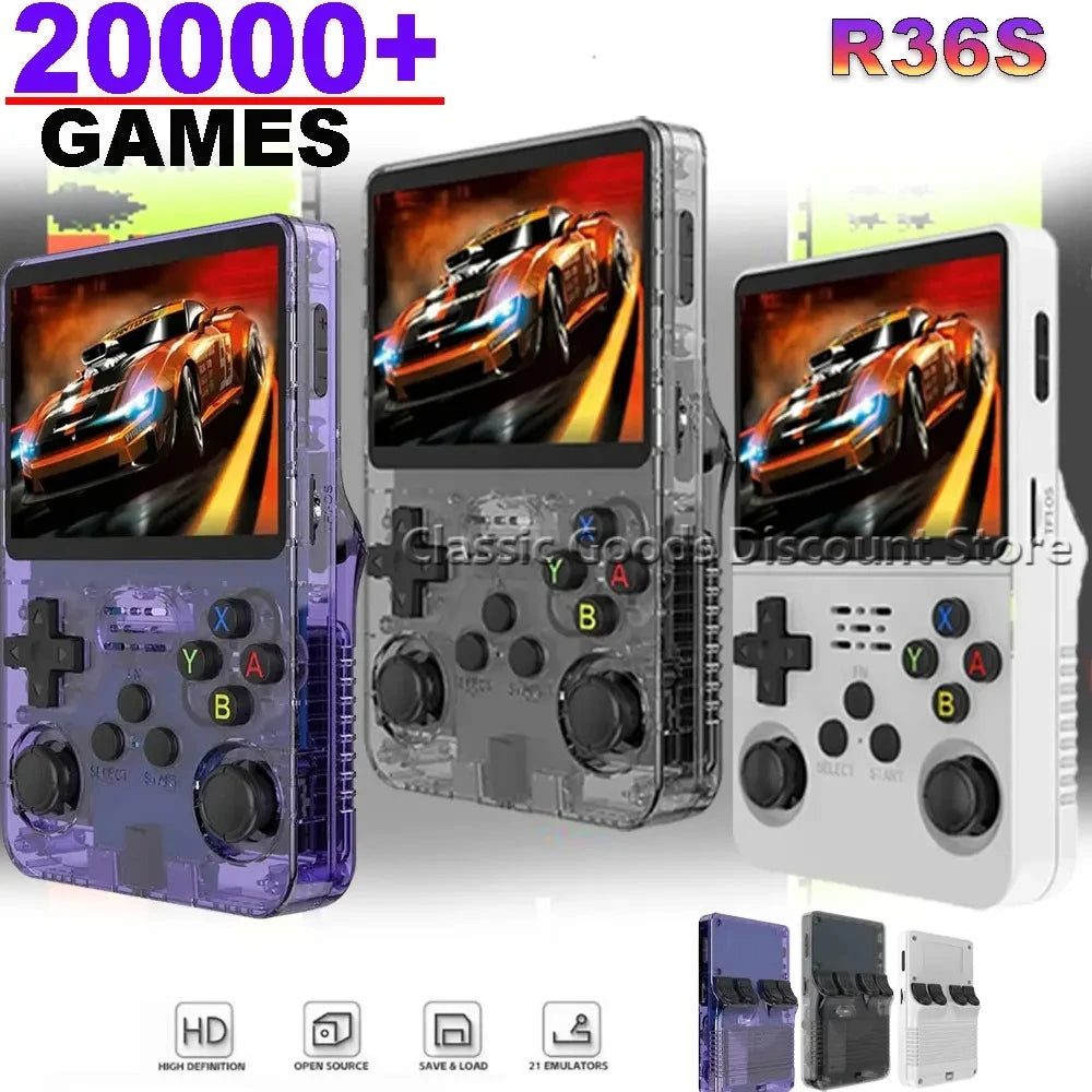 R36S Consola Retro Portátil Linux 3.5” IPS | 15000+ Juegos | Retro Gaming HD
