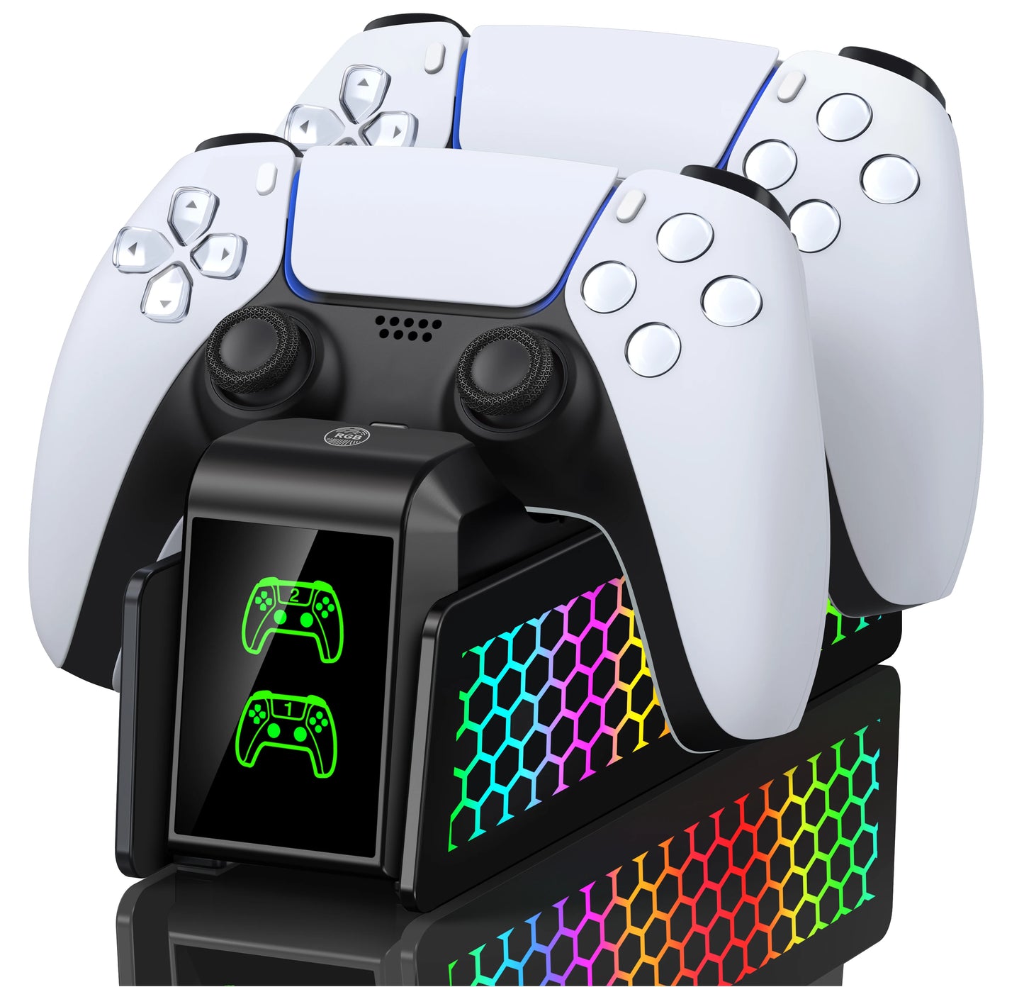 Cargador Doble RGB para Mandos PS5 – Base de Carga Rápida
